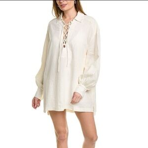 WeWoreWhat Cream Lace-Up Swim Cover-Up